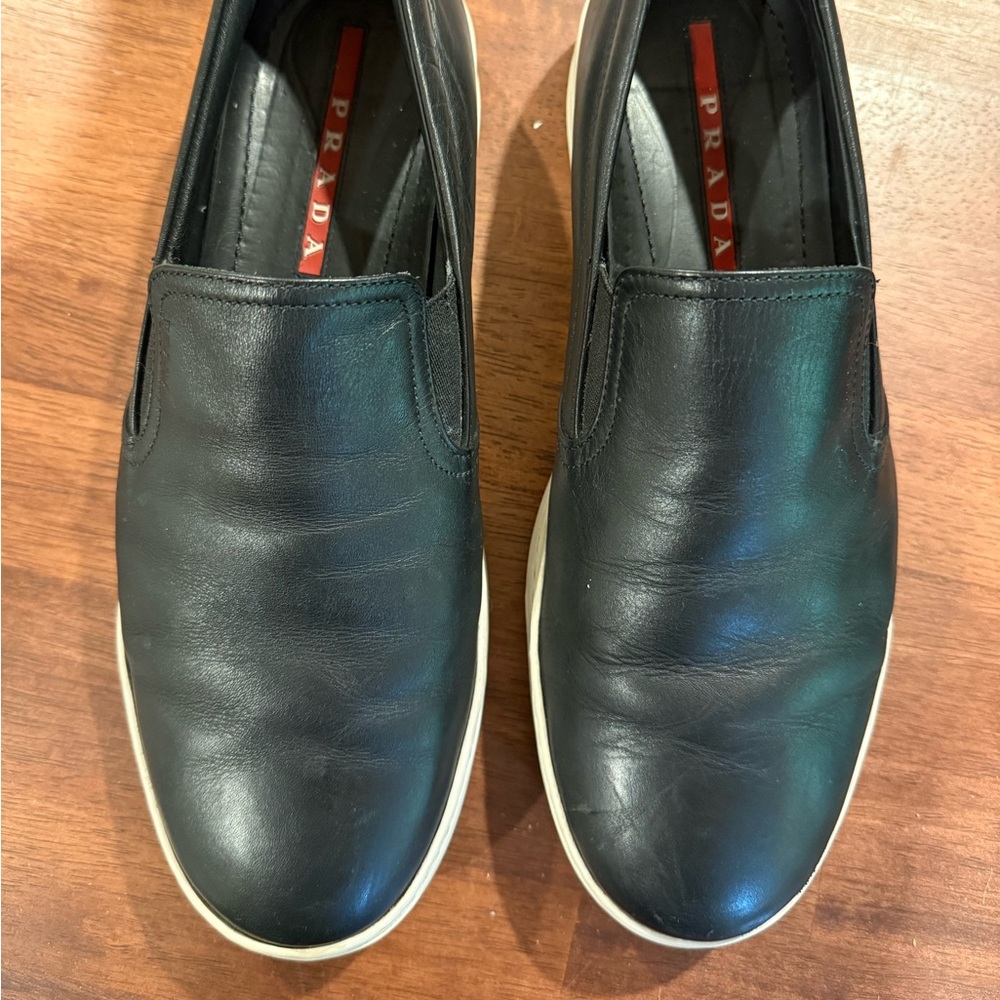 PRADA SLIP-ON SNEAKERS SHOES 4D2733 - Black - Men's 7.5/Women's 9